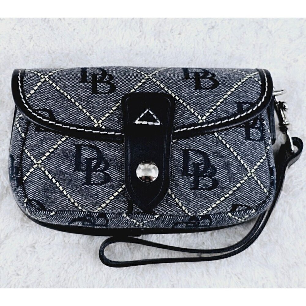 DOONEY & BOURKE Black Signature Oncour Tweed Flap Small Wristlet